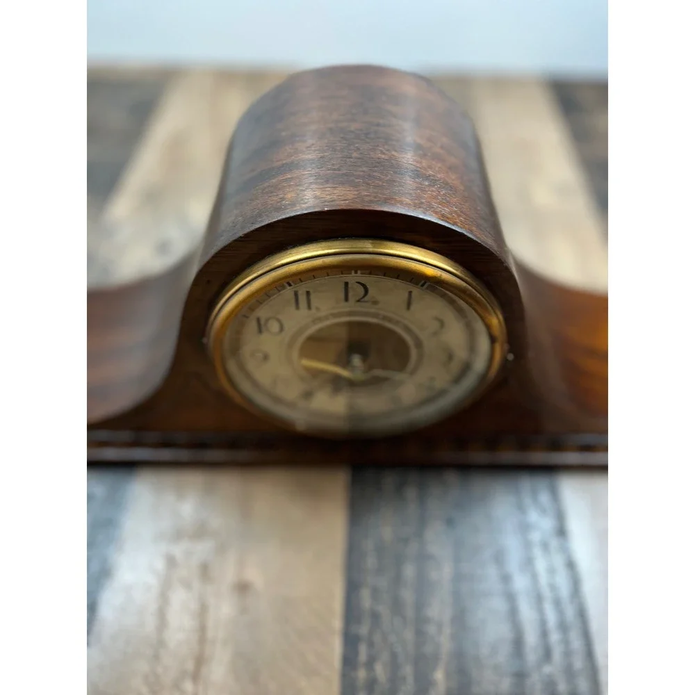 Vintage New Haven Tambour No. 8 Wood Mantel Clock Quartz Conversion Humpback